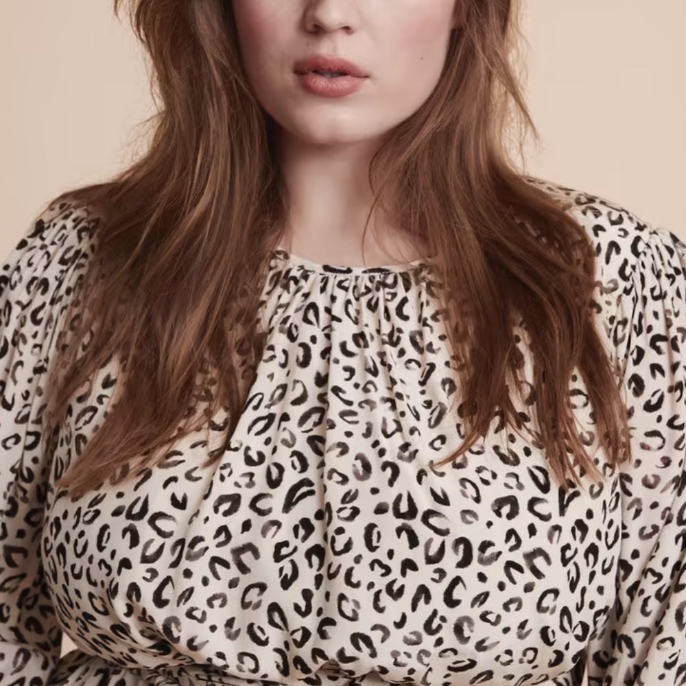 11 Honoré Valentina Dress Women’s Size 14 Animal Print Long Sleeve Belted